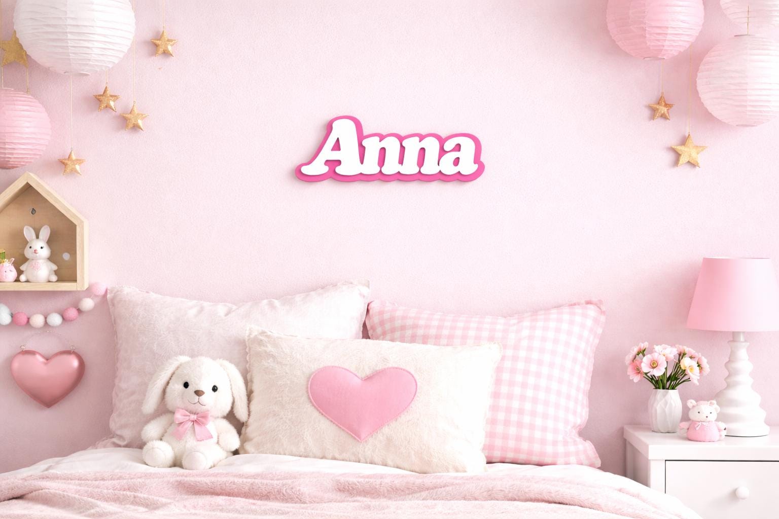 Personalized Girl's 3D Name Sign | Custom Nursery Wall Decor | Baby Shower Gift