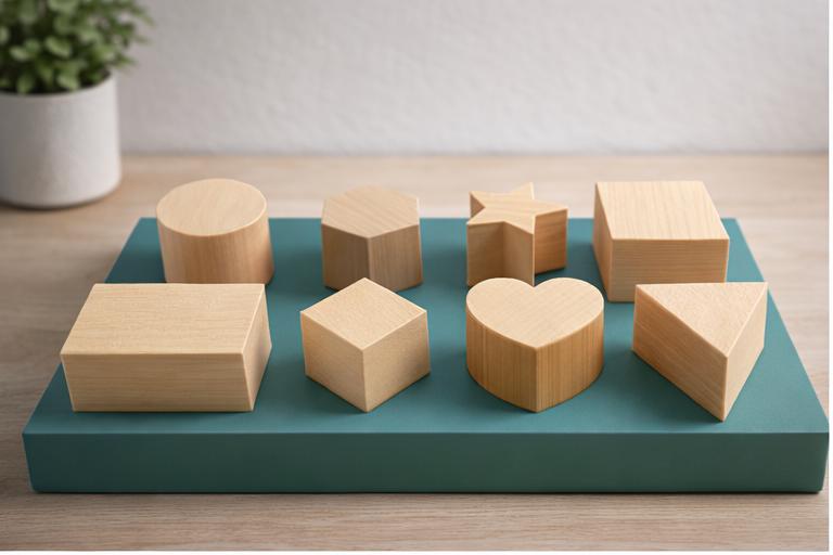 Montessori Shape Sorting Blocks | Geometric Learning Toy for Toddlers