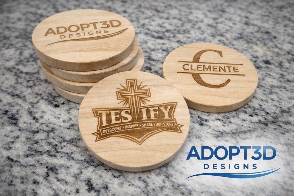 Personalized Wood Coasters | Custom Engraved Coasters | Name Initial Coasters | Housewarming Gift